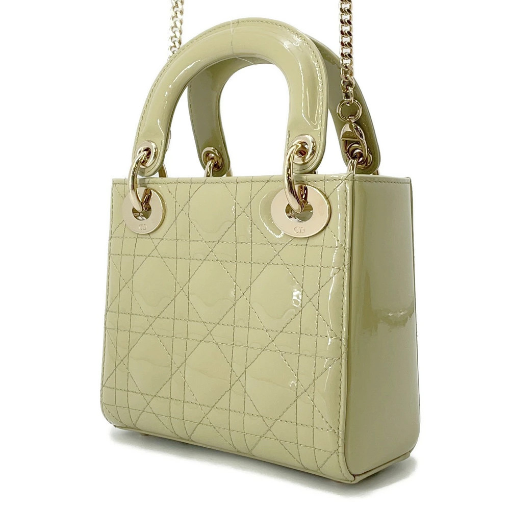 Dior Handbag Patent Christian Leather Vernis Lady Cannage
